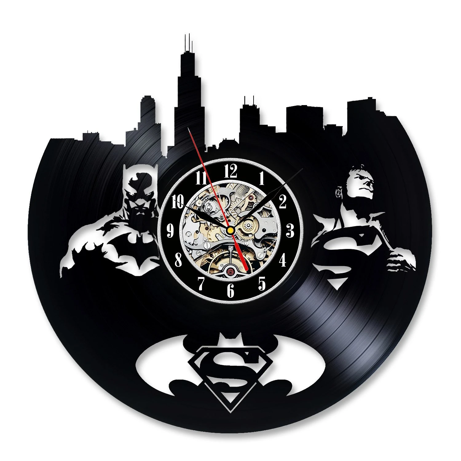 Vinyl Record Wall Clock Superman Batman Gift Idea For Adults Aliexpress