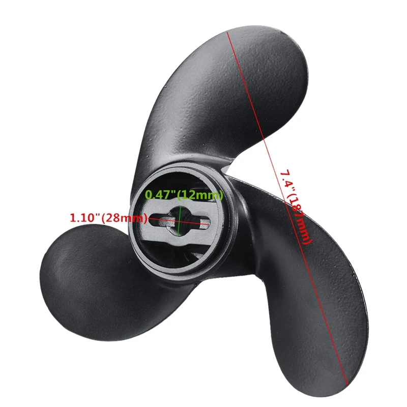 309-64107-0 алюминиевый сплав 7,4X5,7 Морской Пропеллер для Nissan Tohatsu Evinrude Джонсон 2,2-3.3Hp черный 3 лезвия R вращение