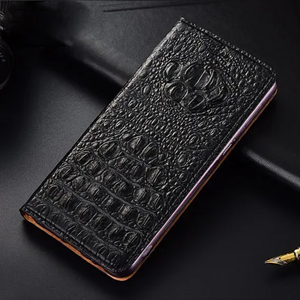 Black Для Moto P40 чехол с крокодиловым узором Флип из натуральной кожи Мягкая силиконовая задняя крышка для Motorola one vision Coque - Цвет: Black