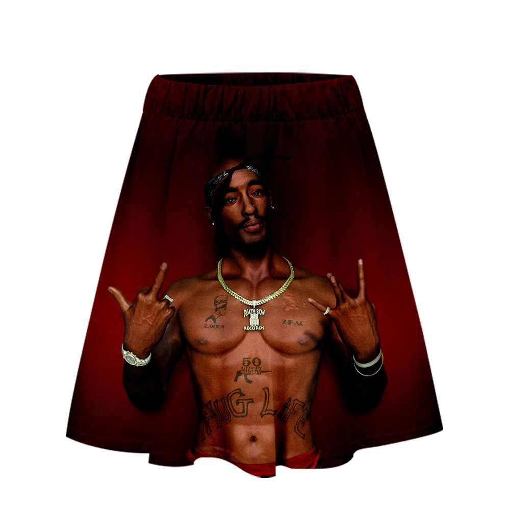 2PAC юбка Харадзюку повседневное хип-хоп юбки крутая девушка сексуальный Kpop женское платье 2PAC вентиляторы юбки
