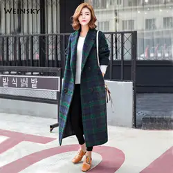 Weinsky женские офисные пальто осень зима X-Long шерстяное пальто 2019 модное пальто
