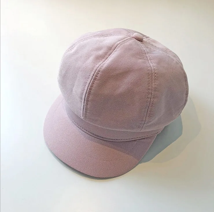 pink Черный берет Женская английская японская шапка художника шляпа осень и зима дикая восьмиугольная шляпа волна 069 - Цвет: pink