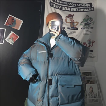 

Winter Coat Men's Warm Parka Men Fashion Gradient Color Collar Thicken Coat Mens Streetwear Loose Down Jacket Male Clothes