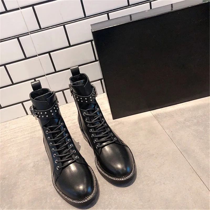 Женские ботинки на молнии; Botas chaussures femme; ботильоны с пряжкой; женская обувь на низком каблуке; женские ботинки с круглым носком; botas mujer Ins