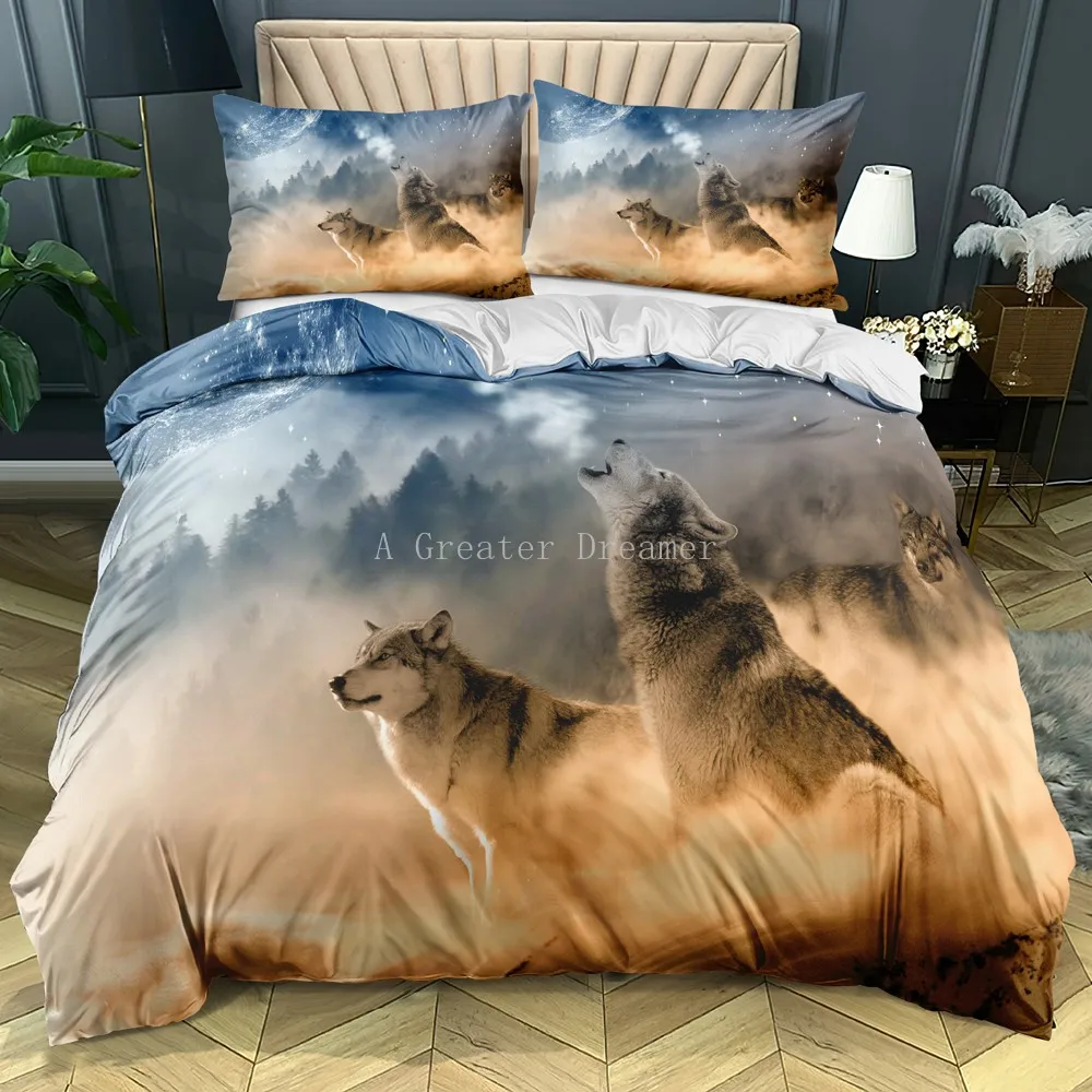 Dogs Printed Duvet Cover Set Queen Super King Size Animal Bedding Set Quilt Cover Bedclothes with Pillow Cases For Children Kids