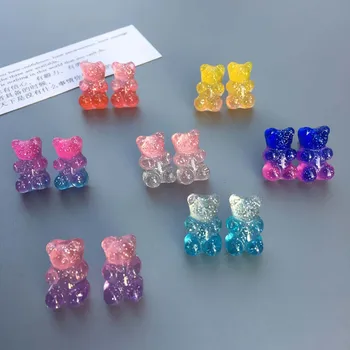 

Fashion Funny Mini Multicolor Jelly Gummy Bear Stud Earrings for Women Lovely Little Animal Ear Stud Jewelry Brincos