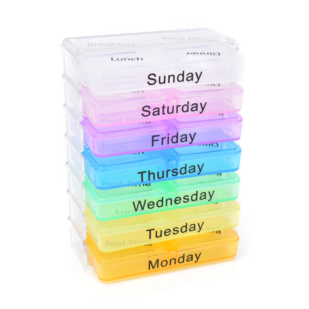 Weekly 28 Grids Portable Pill Medicine Box Travel Rotating Pill Case Organizer Holder Printed Medicine Storage Kit Dispenser