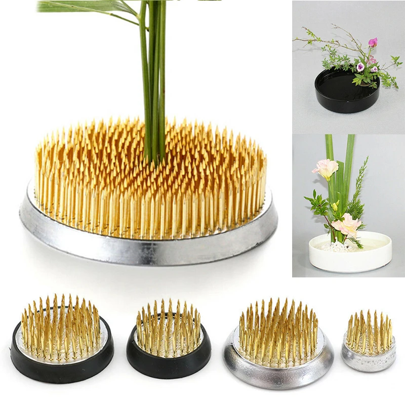 Fashion Flower Arrangement Insert Base Round Ikebana Kenzan Flower Frog With Gasket Art Fixed Arranging Tool