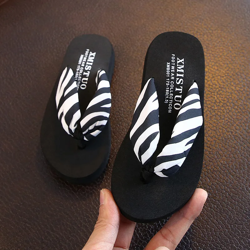 Summer Children Woman Girls Casual Slippers Flip-flops Non-slip Satin Printing Candy Color Parent-child Vacation Beach Sandals