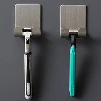 1/2/4/6pcs Stainless Steel Razor Bracket for Men's Shaver Holder Shelf Bathroom Razor Holder Wall Adhesive Storage Hook Kitchen 5