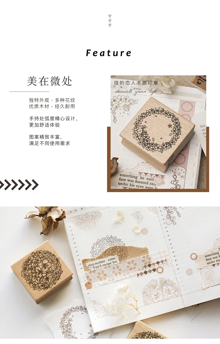 Vintage Wreath Flower Plant Decoration Stamp Wooden Rubber Stamps for Scrapbooking Stationery DIY Craft Standard Stamp