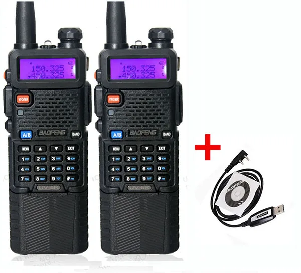 2 шт. двухсторонняя рация Baofeng uv-5r 3800 аккумулятор для CB Ham радиостанции uv 5r VOX Comunicador портативные радионаборы - Цвет: add USB CD