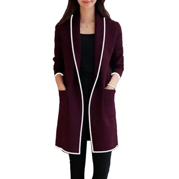

Women Fashion Autumn Winter Pockets Long Sleeve Cardigan Fit Long Coat Casual Cardigan Jackets kurtka Damska пальто женское