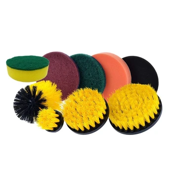 

9Pcs Electric Drill Brushes Power Scrubber Cleaning Kit All Purpose Cleaner Include 4 Drill Brushes+5Pcs Sponge Pads
