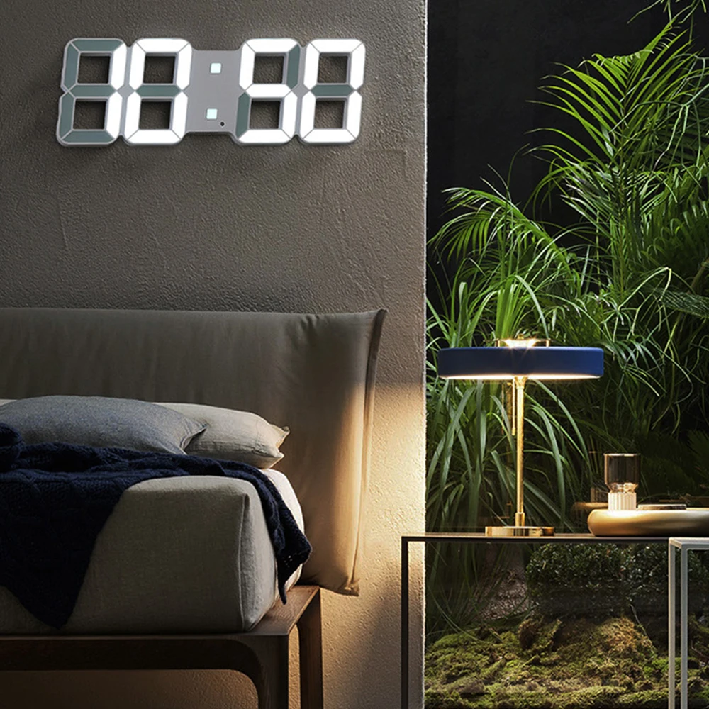 8 в форме 3D цифровые настольные часы настенные часы светодиодный ночник Дата Время Цельсия дисплей Будильник USB Повтор украшение дома гостиная