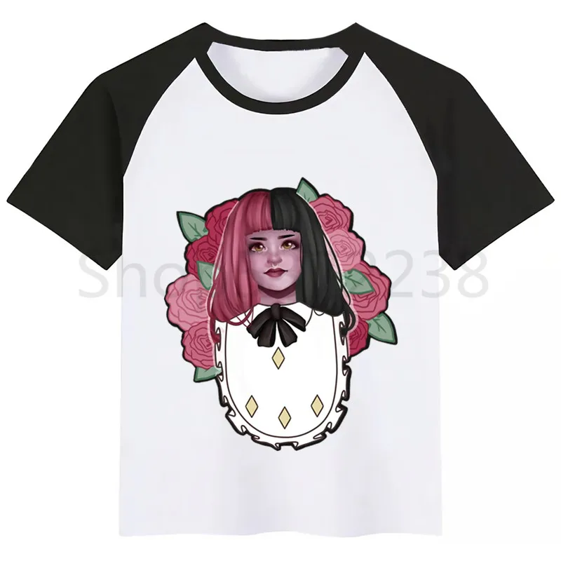 Melanie Martinez/футболка для мальчиков детская одежда с короткими рукавами и принтом для мальчиков Детский Белый Топ, топы для мальчиков, детские футболки новая летняя футболка - Цвет: BlackC