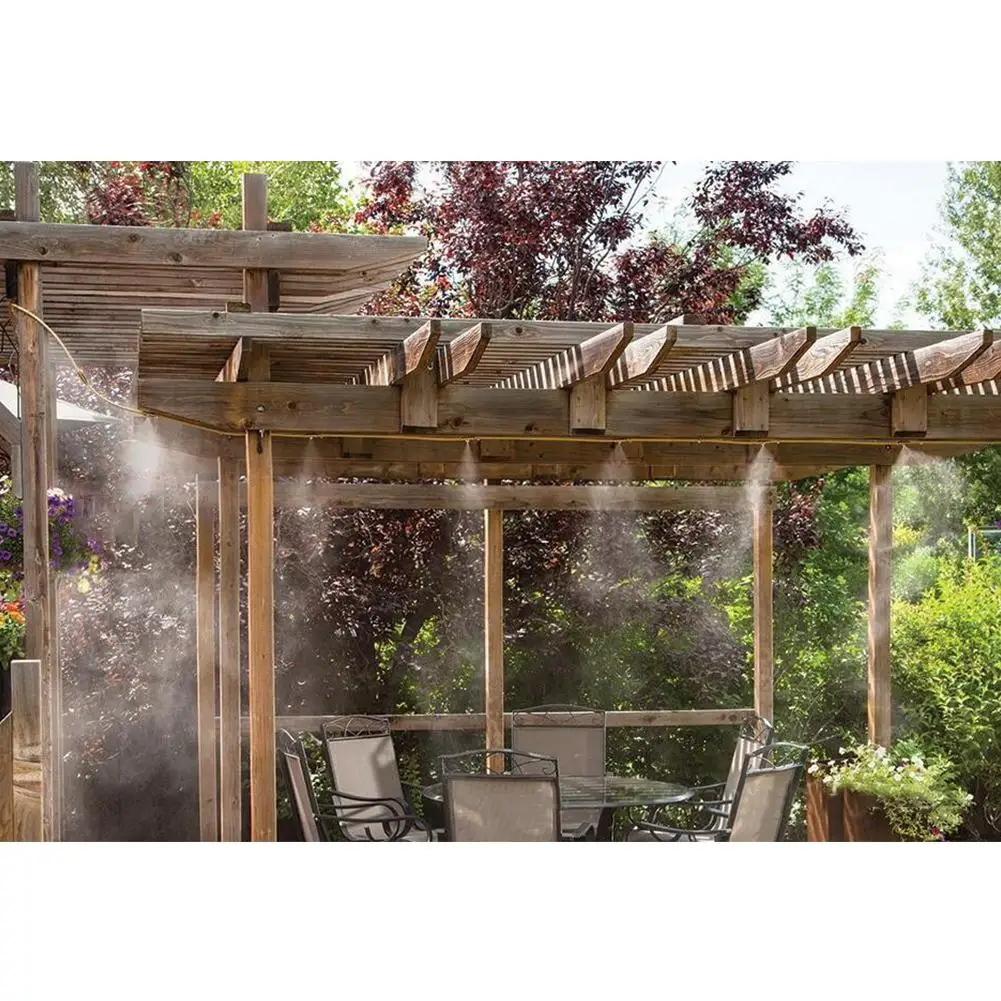 TWISTER.CK 8M Outdoor Misting Cooling System 9 Spray Nozzles+Brass Adapter(3/4) for Courtyard Trampoline
