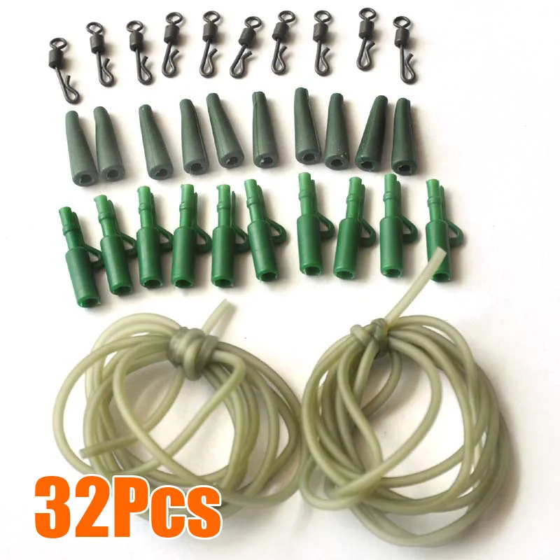 

32pcs Set / 40pcs Set Safety Lead Clips Fishing End Tackle Rig Tube Quick Change Swivels Carp