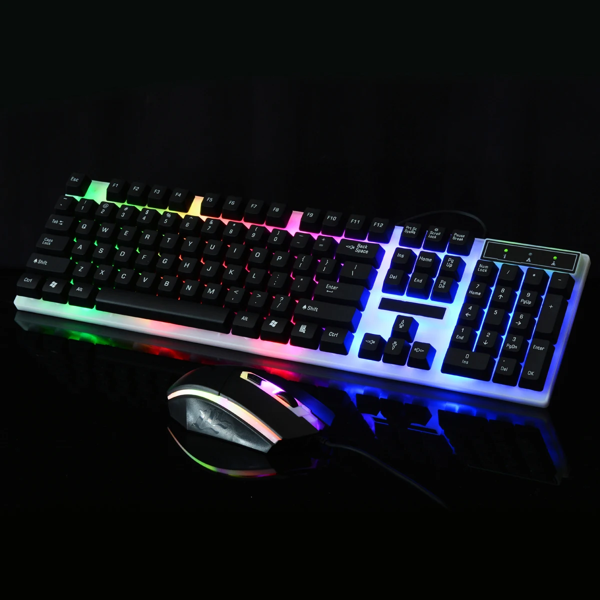 Игровая клавиатура мышь набор Механическая Проводная USB клавиатура мышь набор подсветка клавиатура+ мышь для PS4 Xbox One 360 игровая - Цвет: Black