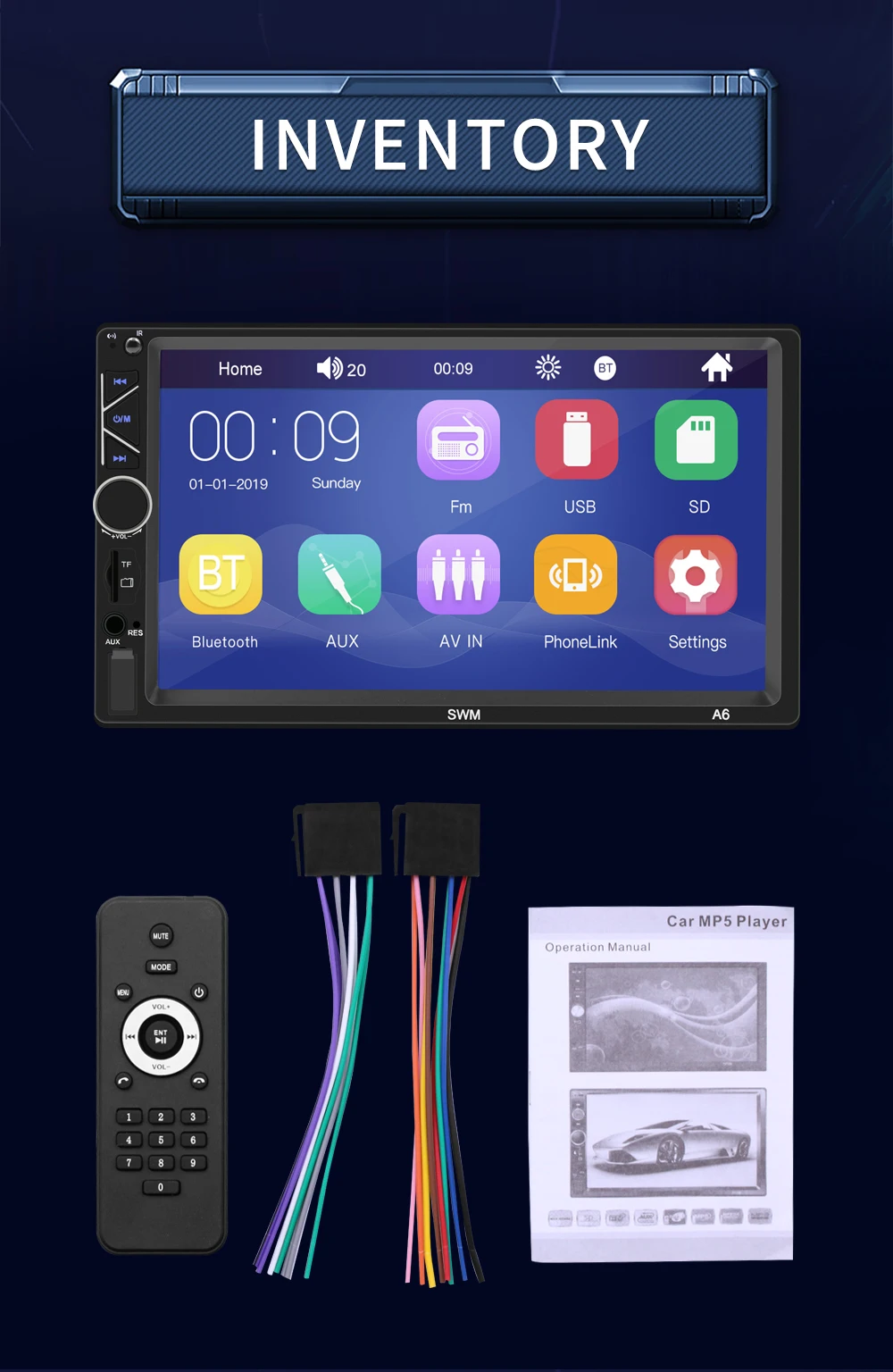 Двойной Din 7 дюймов Автомобильный стерео MP5 плеер 2 Din Авто Радио FM с Bluetooth Handfree USB TF карта камера заднего вида 2din Авторадио