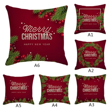 

Christmas Decoration Pillowcase Red Letter Printing Pillow Case Party Christmas Decoration Cushion Cover Pillow Case
