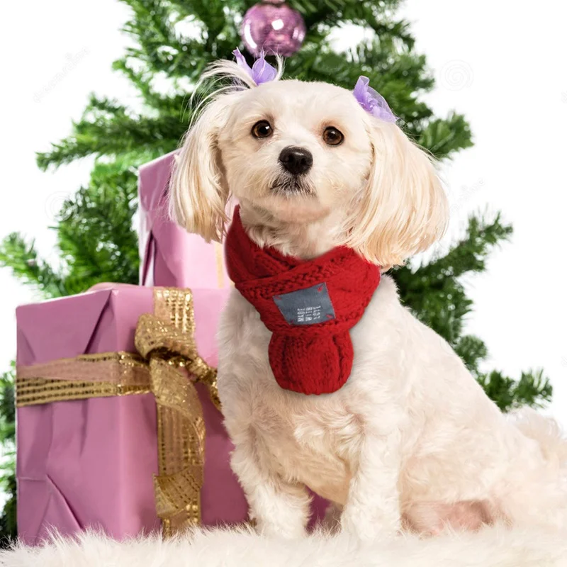 Winter Dog Accessories Knitting Dog Scarf Warm Neck Decor for Puppy Cat Christmas Pet Accessories Warm Pet Neckerchief