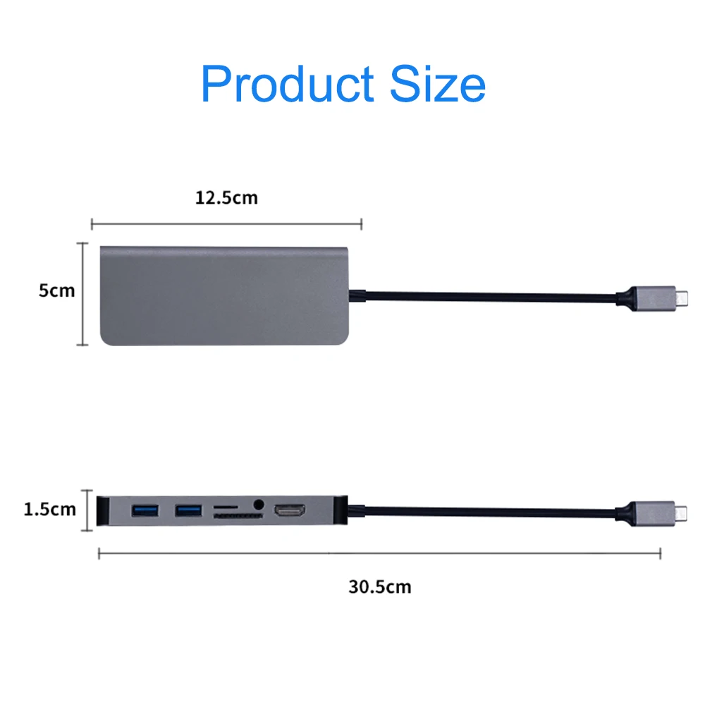 8 в 1 type C концентратор USB-C-HDMI RJ45 Gigabit 3,5 мм аудио SD TF кардридер USB3.0 PD зарядный USB-C Кабель-адаптер для ноутбука Mac