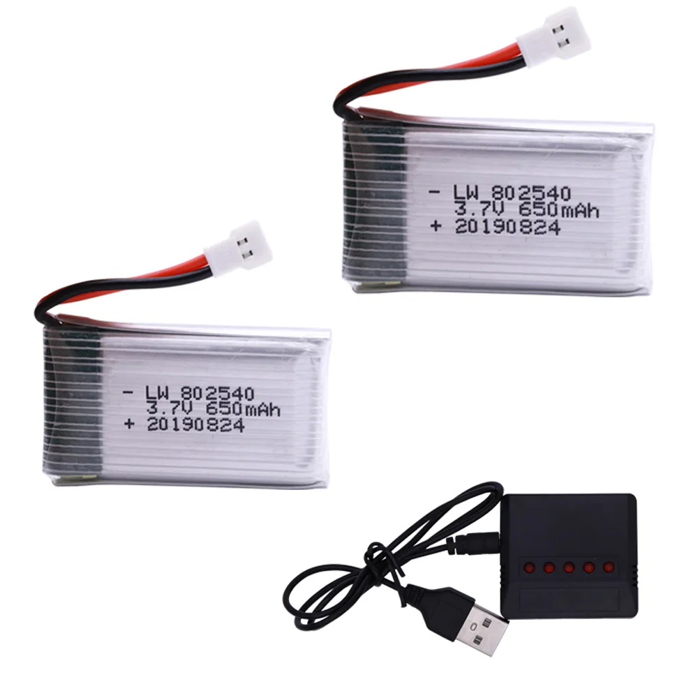 3,7 V 650mAh литий-полимерный Батарея и usb Зарядное устройство для SYMA X5C X5C-1 X5 X5SC X5SW M68 K60 HQ-905 CX30 Квадрокоптер с дистанционным управлением Батарея 3,7 V 802540