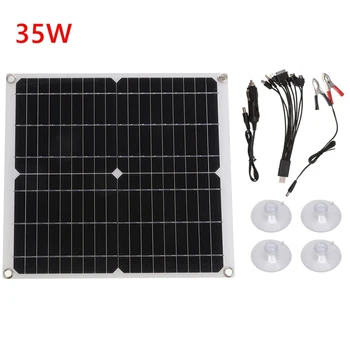 

35W Solar Panel Dual USB Solar Cell Charger with Car Charger Monocrystalline for Outdoor Camping Emergency Light 12V/5V