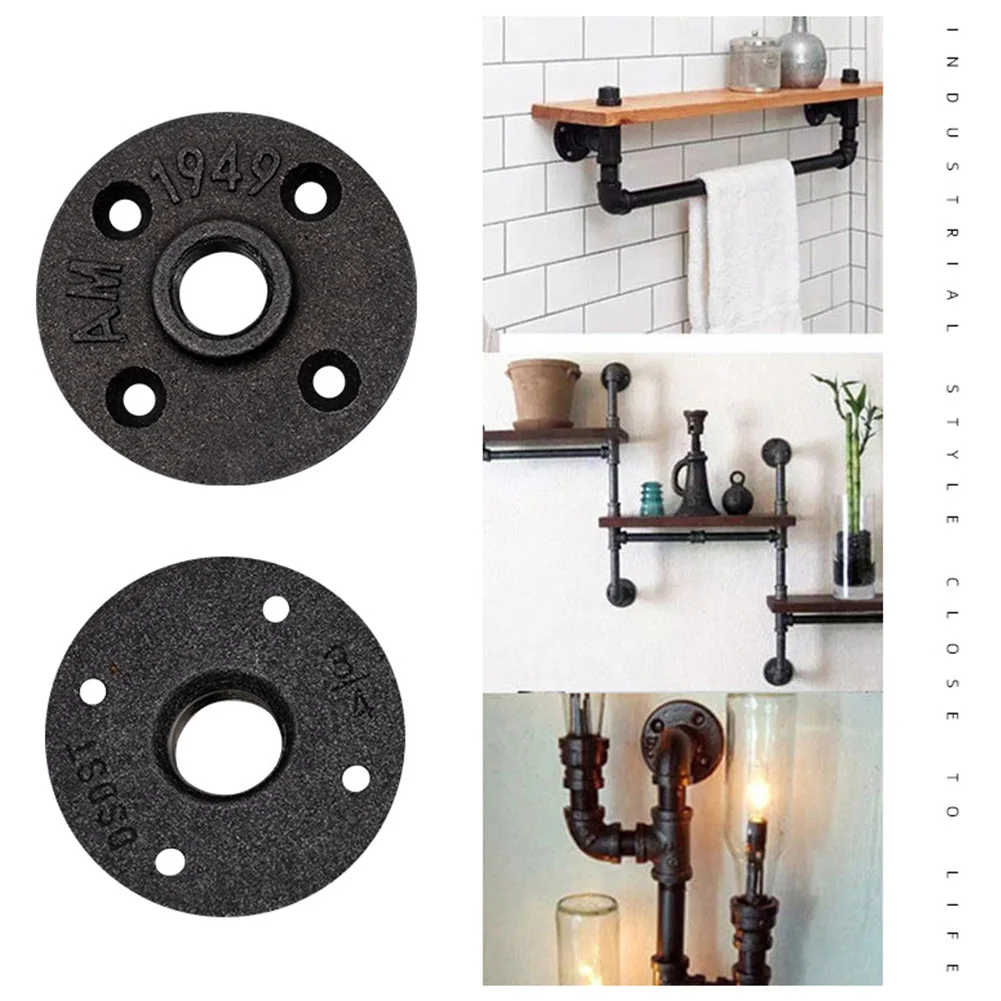 10pcs Threaded Durable Floor Hardware Pipe Fittings Antique Adapter Wall Mount Flange Cast Iron Tool Replacement Accessories