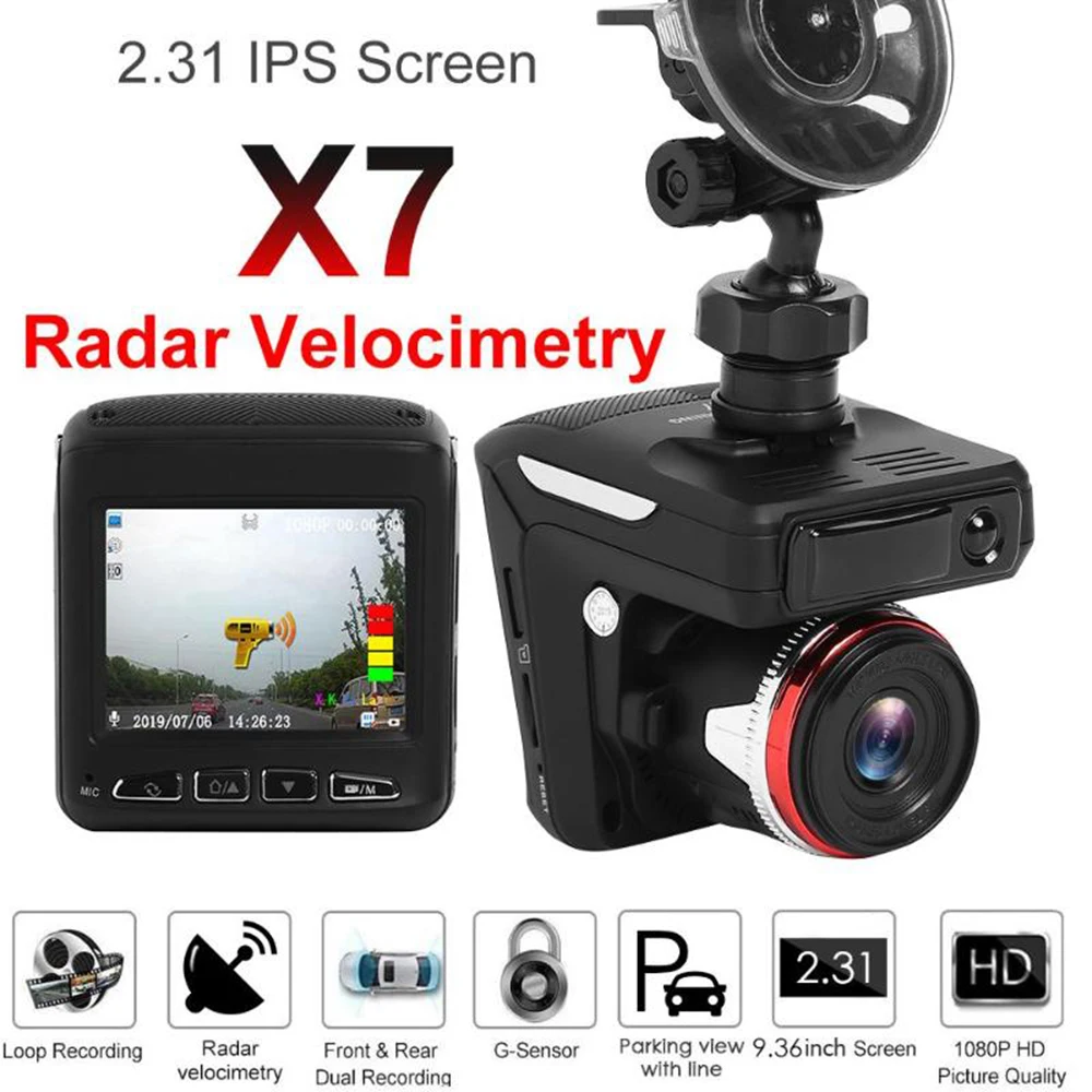 X7 водительский рекордер 2 в 1 видеорегистратор радар детектор DVR 1080P камера 140