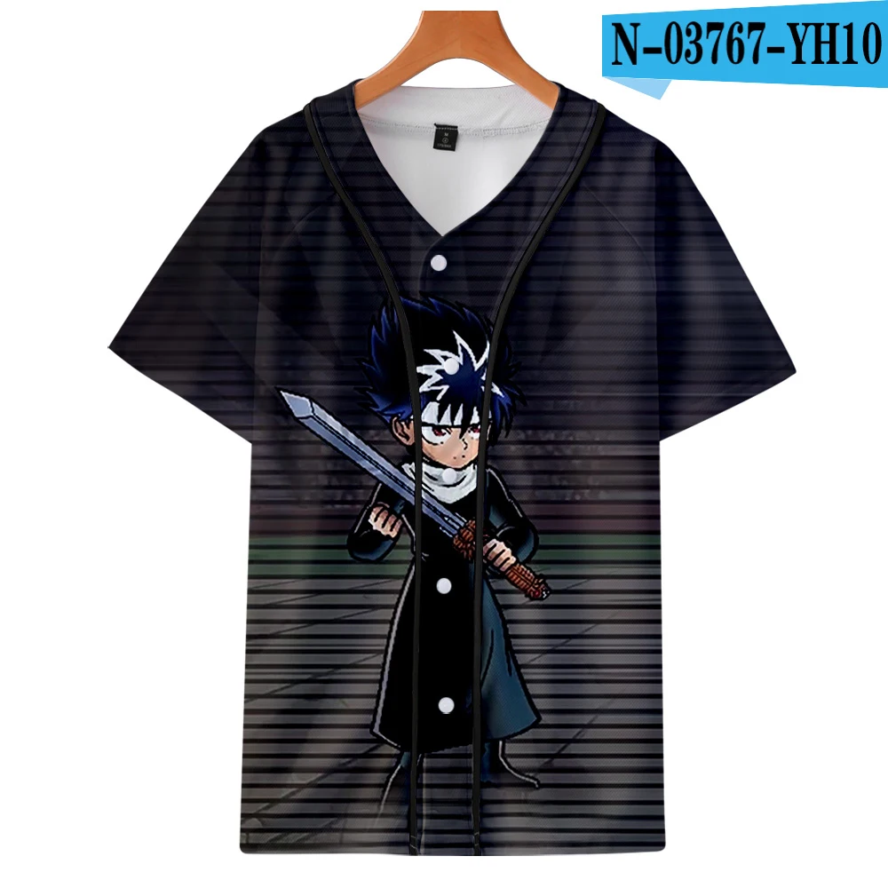 YUYU HAKUSHO летняя бейсбольная рубашка с принтом, модная повседневная Уличная одежда с коротким рукавом, одежда для косплея - Цвет: Коричневый