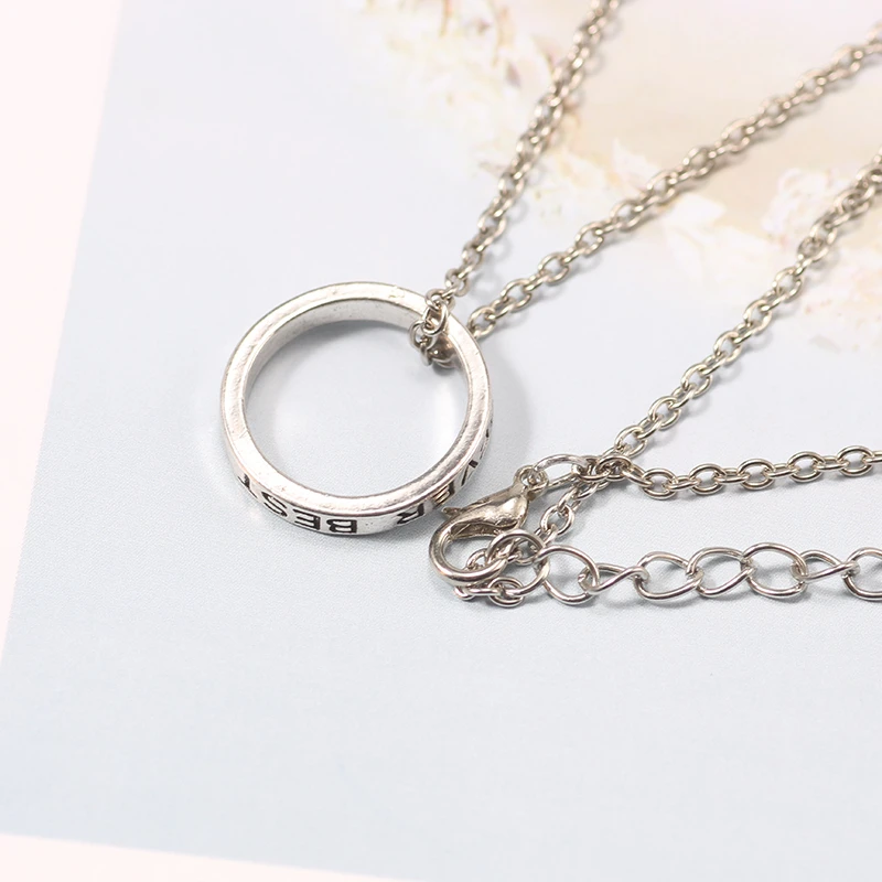 3 Pcs/set Best Friends Forever Necklaces Round Simple Pendant Necklace For Girls Women Sisters BFF Friendship Jewelry