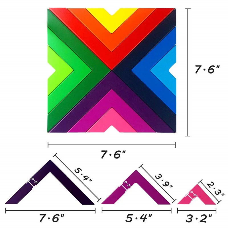 Деревянные радужные штабелируемые игровые штабелеры геометрические