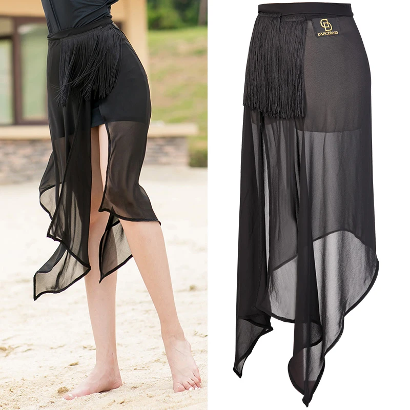 

New Latin Dance Skirt Women Hip Towel Black Fringe Skirt Ladies Rumba Tango Dress Swing Flowing Dancing Skirt Latin Skirt BL2176