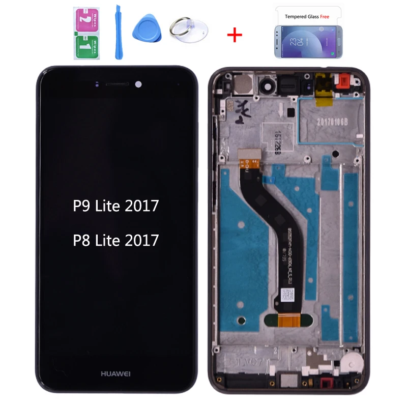 Цена Оригинальный Для huawei P9 lite 2017 ЖК дисплей кодирующий преобразователь сенсорного экрана в сборе с рамкой для huawei p8 lite 2017 ЖК дисплей
