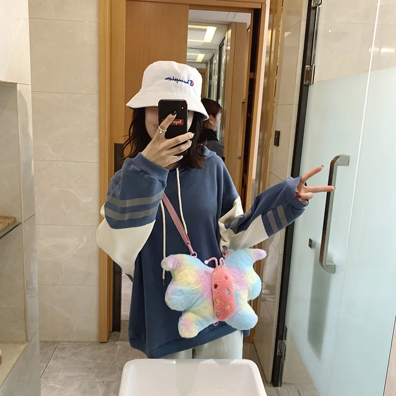 

Western Style Fairy Bag Popular Plush Fashion Cool New Style Fashion Korean-style Butterfly Versatile Shoulder Bag Cute Fashion