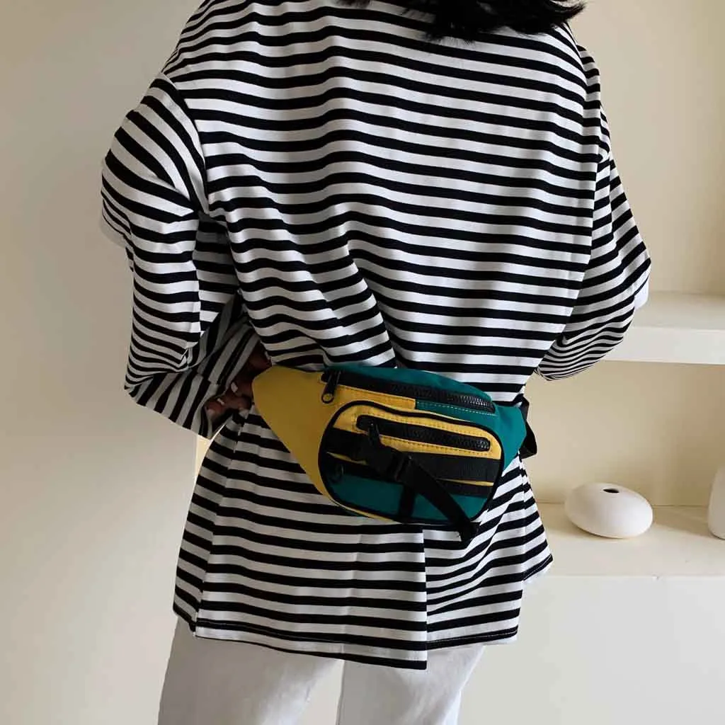 Женская поясная сумка, контрастная модная сумка на пояс, повседневная сумка-мессенджер на плечо, нагрудный чехол для телефона, ping banana pochete rinonera