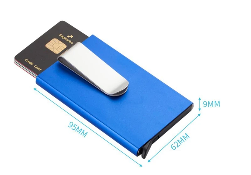 RFID алюминиевый сплав мини-держатель для карт, кошелек, антимагнитный металлический мужской чехол для кредитных карт, маленький тонкий кошелек с зажимом для доллара