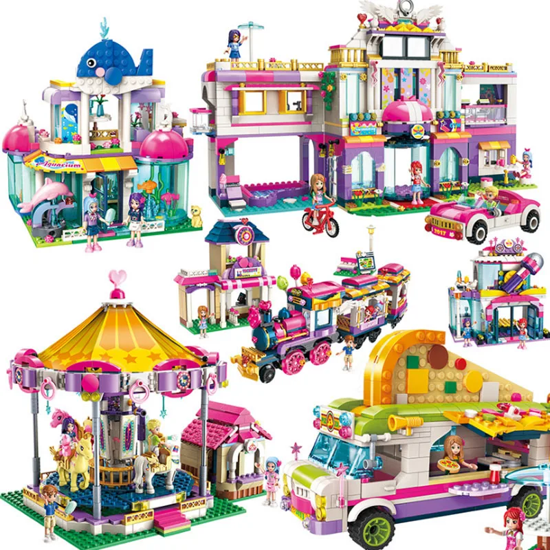 

Friends Girl Seaside Villa Beach Camping carousel Model Building Blocks Compatible legoingly Figure Toys Children Christmas Gift