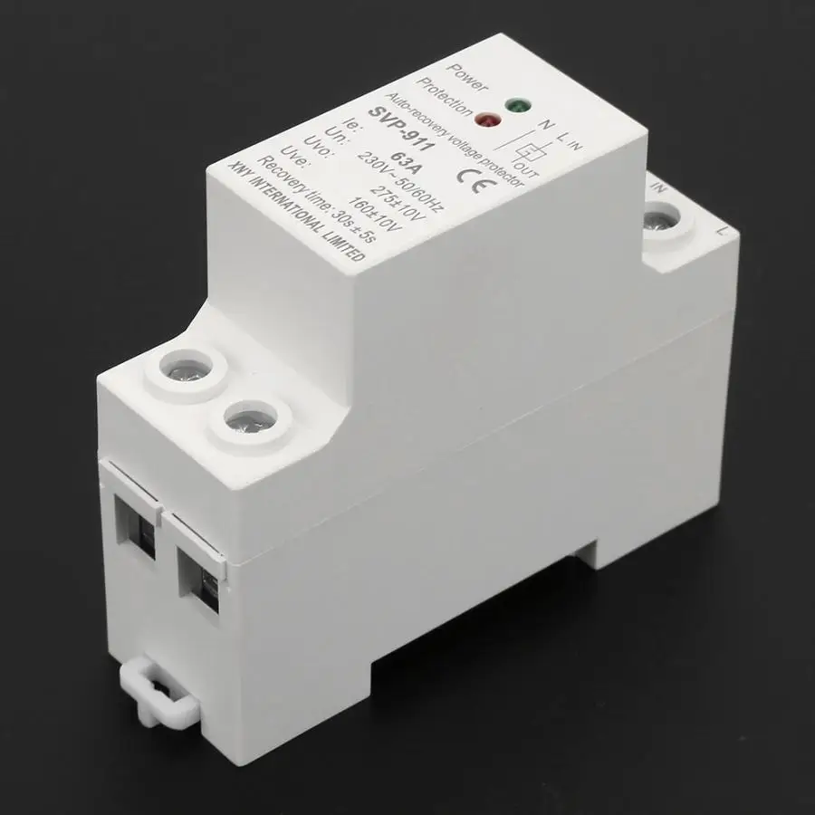 Устройство защиты от перенапряжения и перенапряжения 230V 63A Повторное подключение реле напряжения автоматический протектор