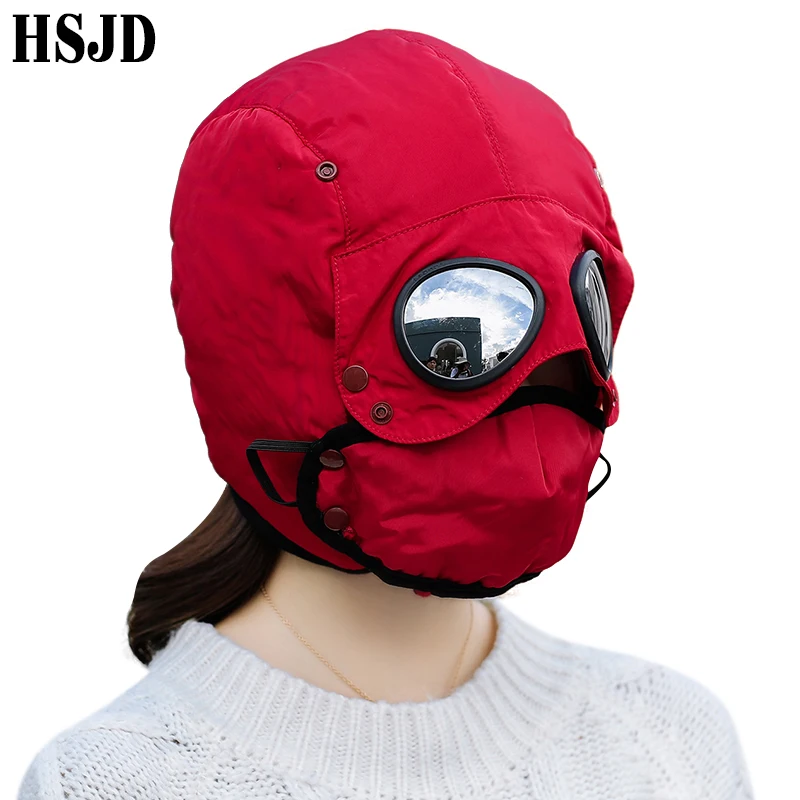 3Pcs Unisex Cool Full Face Mask Thickened Windproof Sunglasses Winter Riding Cap Cycling Motorcycle Hats for Women Men Snow cap