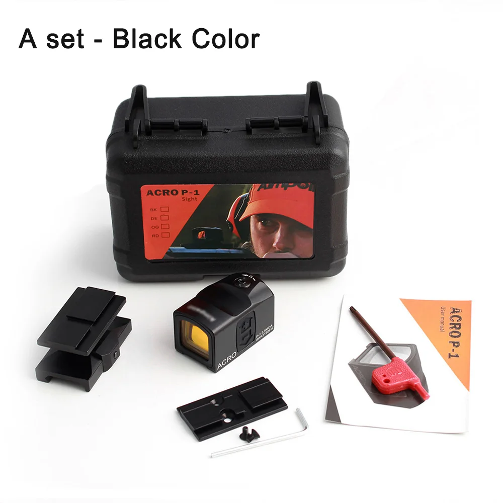 black - a set Magorui ACRO P1 красный точечный рефлекторный прицел RMR голографический прицел Glock с 20 мм рейкой для винтовки - Цвет: black - a set