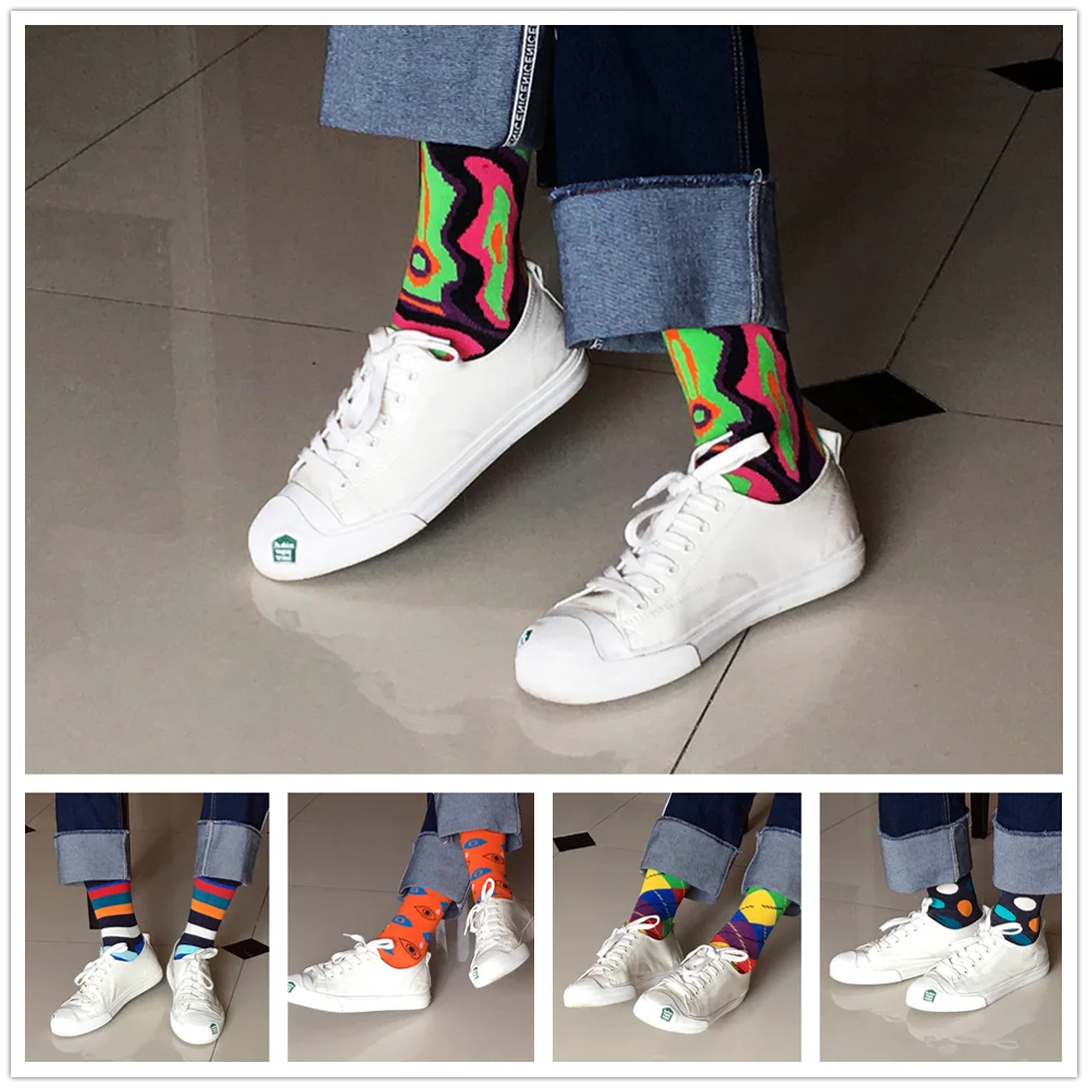 Женские хлопковые носки, пять узоров и цветов, счастливые носки