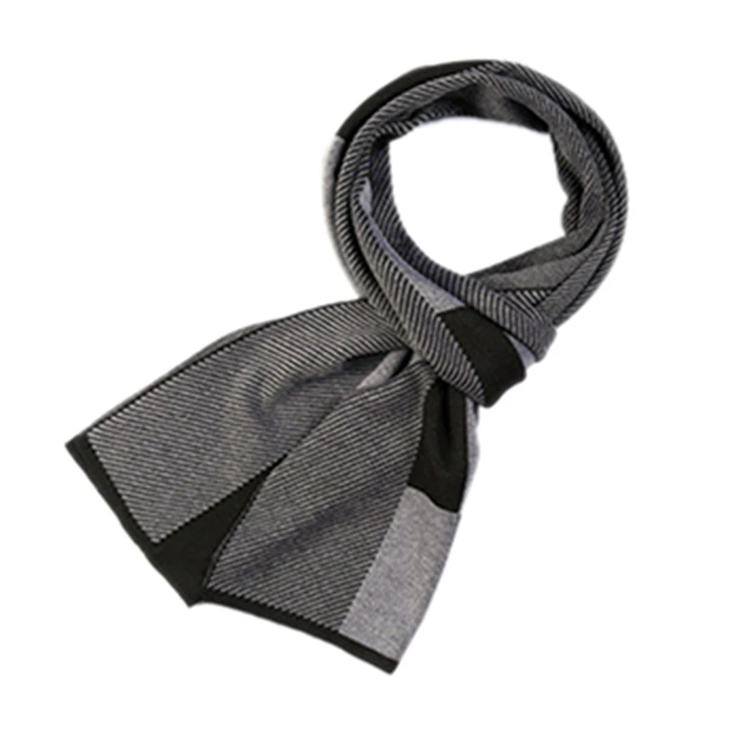 Gray and Black Мужской осенний и зимний шарф, клетчатый шарф, имитация кашемира, теплый толстый воротник, деловой клетчатый шарф - Цвет: Gray and Black
