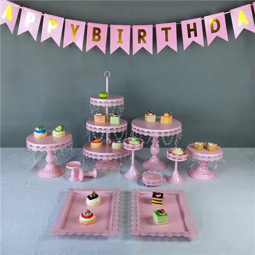 11pcs Tobs башня из кексов стенд кристаллы торт стенд свадебный набор декоративный поддон металлический круглый вечерние Декор поставки подставка для десерта - Цвет: 11pcs