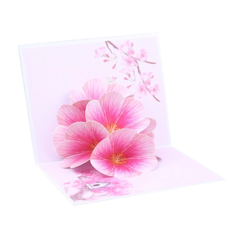 Peach Blossom Greeting Cards Handmade Birthday Wedding Invitation 3D Pop Up Card D08D - 4000357827018