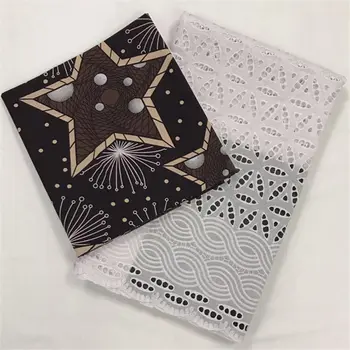 

100% cotton african fabric with swiss lace set hot selling ankara african wax print fabric to match swiss voile lace fabric WJ30