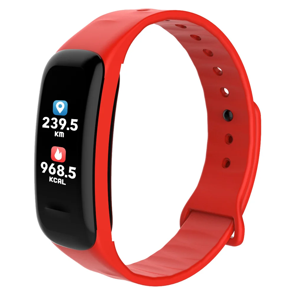 Цветной экран C1S умный Браслет Водонепроницаемый Монитор Сердечного Ритма здоровье фитнес-трекер Bluetooth Смарт-часы для спорта PK MI Band4 - Цвет: Красный