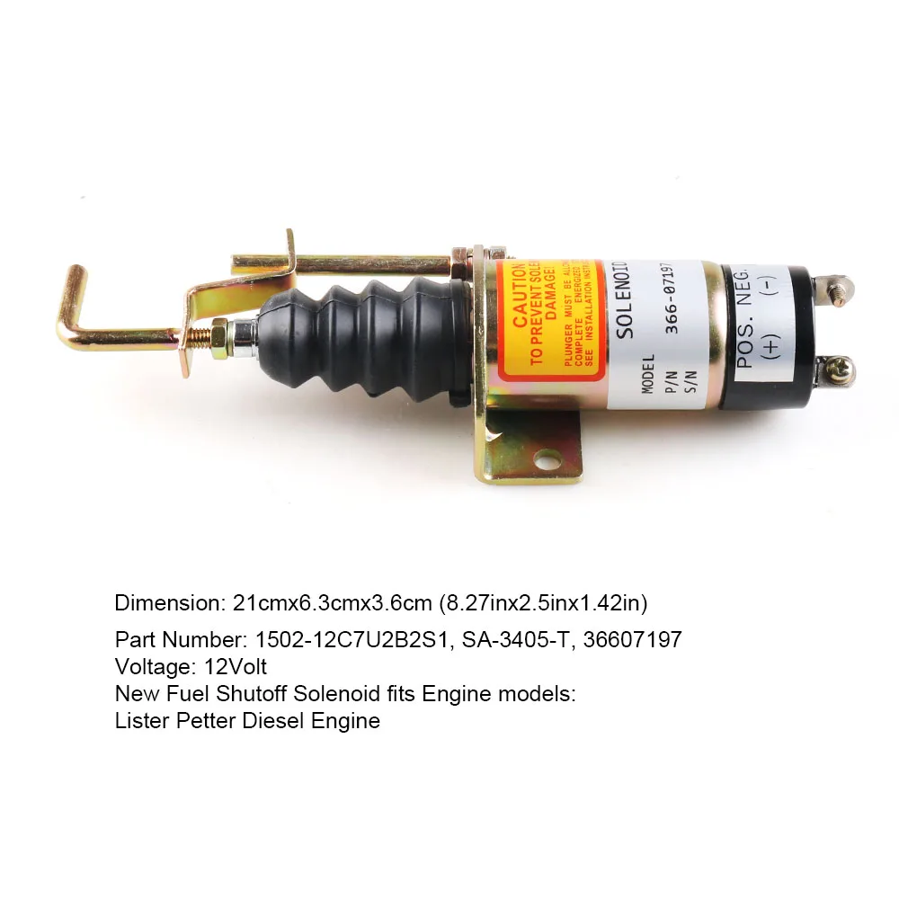 Top Quality 12V Fuel Shut Off Solenoid Replace For Lister Petter Solenoid 366-07197 SA-3405-T With 2 Years Warranty